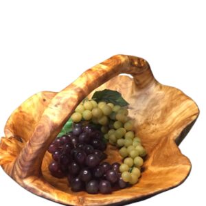 Live Edge Wood Basket with Handle (Large 14-15")