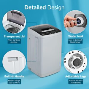 Feelfunn Portable Washing Machine - 1.03Cu.ft/8.8lbs Capacity, Fully Automatic Portable Washer with Drain Pump, 10 Programs and LED Display - Portable Washer Dryer Combo for Apartment Home Dorm RV