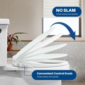 wOod-it Non-Electric Bidets Attachment, Bidet Toilet Seat, Fits Elongated Toilets with Dual Nozzle System, Ambient Water Temperature, Easy Installation