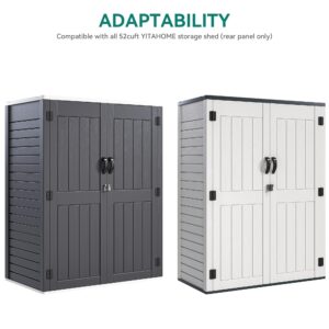 YITAHOME Metal Storage Shed Shelves for 59 cuft Vertical Outdoor Storage Shed，2PCS Space-Saving Waterproof Shelf with 8 Screws for Outdoor Storage Sheds, 51 inx13.8 in, Easy Assembly, 22 lbs, Black