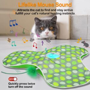 umosis Interactive Cat Toys Rechargeable,Moving Concealed Feathers,Real Mouse Squeaky,Touch Activated Cat Kitten Toy Cat Exercise Toys for Indoor Bored Adult Cats