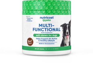 nutricost pets multi-functional active & healthy lifestyle support soft chews for dogs (beef flavor) 60 soft chews