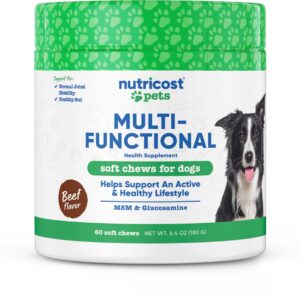 Nutricost Pets Multi-Functional Active & Healthy Lifestyle Support Soft Chews for Dogs (Beef Flavor) 60 Soft Chews