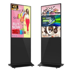 49“ indoor digital signage, 4k uhd non-touchscreen lcd floor standing digital signage interactive displays, cms and u-disk input auto ads player, android os