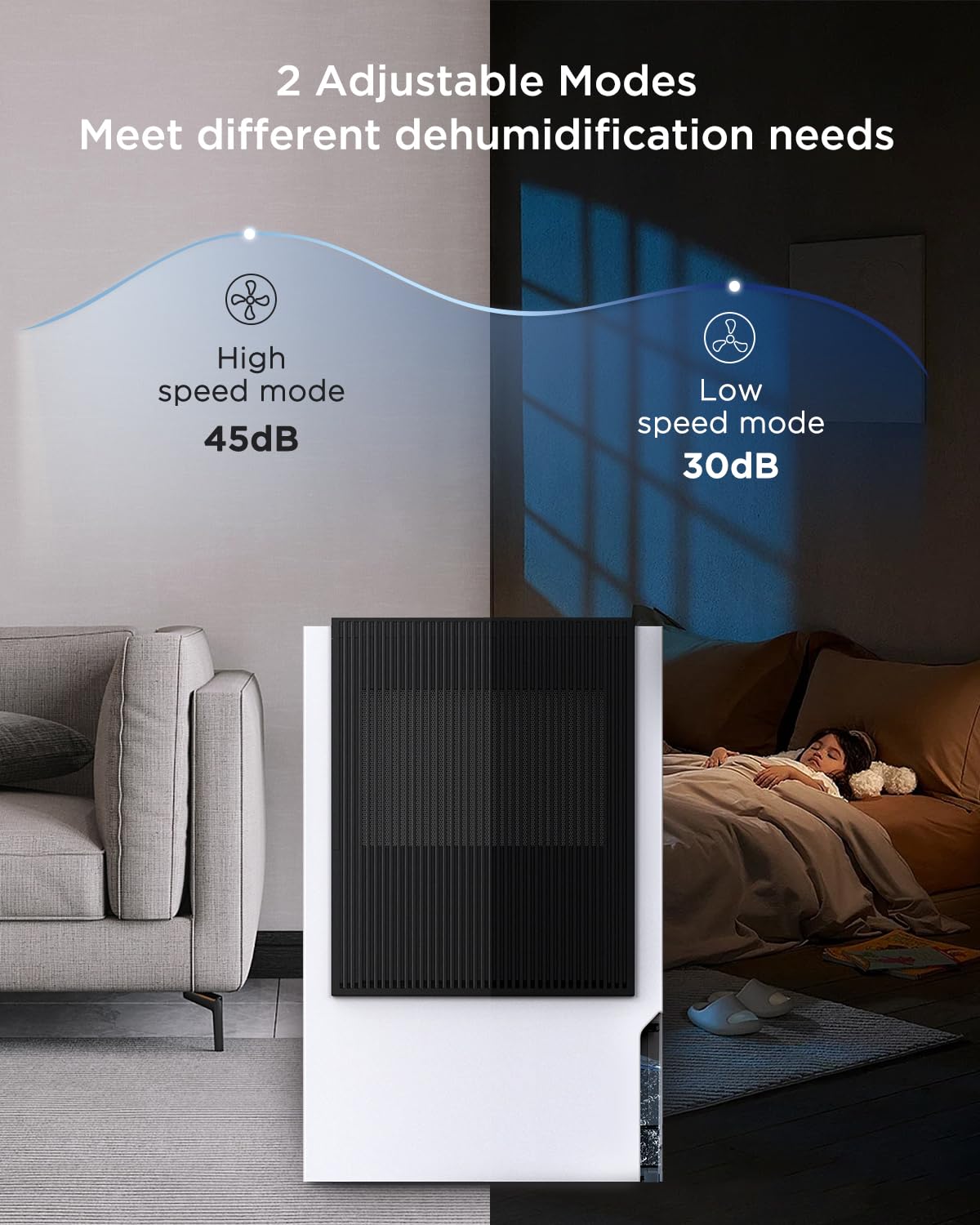 Dehumidifier for Basement with Drain Hose, EasyAcc 2024 Newly [ Rotary 10X Fast Dehumidification/1500 Sq. Ft/Timer/3000ml Per Day] 2 Modes Quiet Portable Dehumidifier for Bedroom Bathroom Large Room