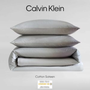 Calvin Klein - Queen Duvet Cover Set, Super Soft Cotton Bedding Set with Matching Shams, Cozy Home Decor, Oeko-Tex Certified (Atmosphere Ombre Grey, Queen)