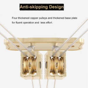 ZGGJZKV Ceiling Mounted Type Drying Clothes Rack for Home, Balcony Hand Cranked Lifting Airer, 78.8 Inches Long Three Poles Aluminium Alloy Clothing Dryer, Champagne Gold