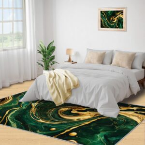 LEGENOB Area Rugs 2x3 Gold Green Marble Texture Area Rug ，Modern Abstract Fluids Print Green Rug ，Washable Rug ，Apply to Restroom Bathroom Laundry Room Kitchen Foyer Entrance Interior Door Mat