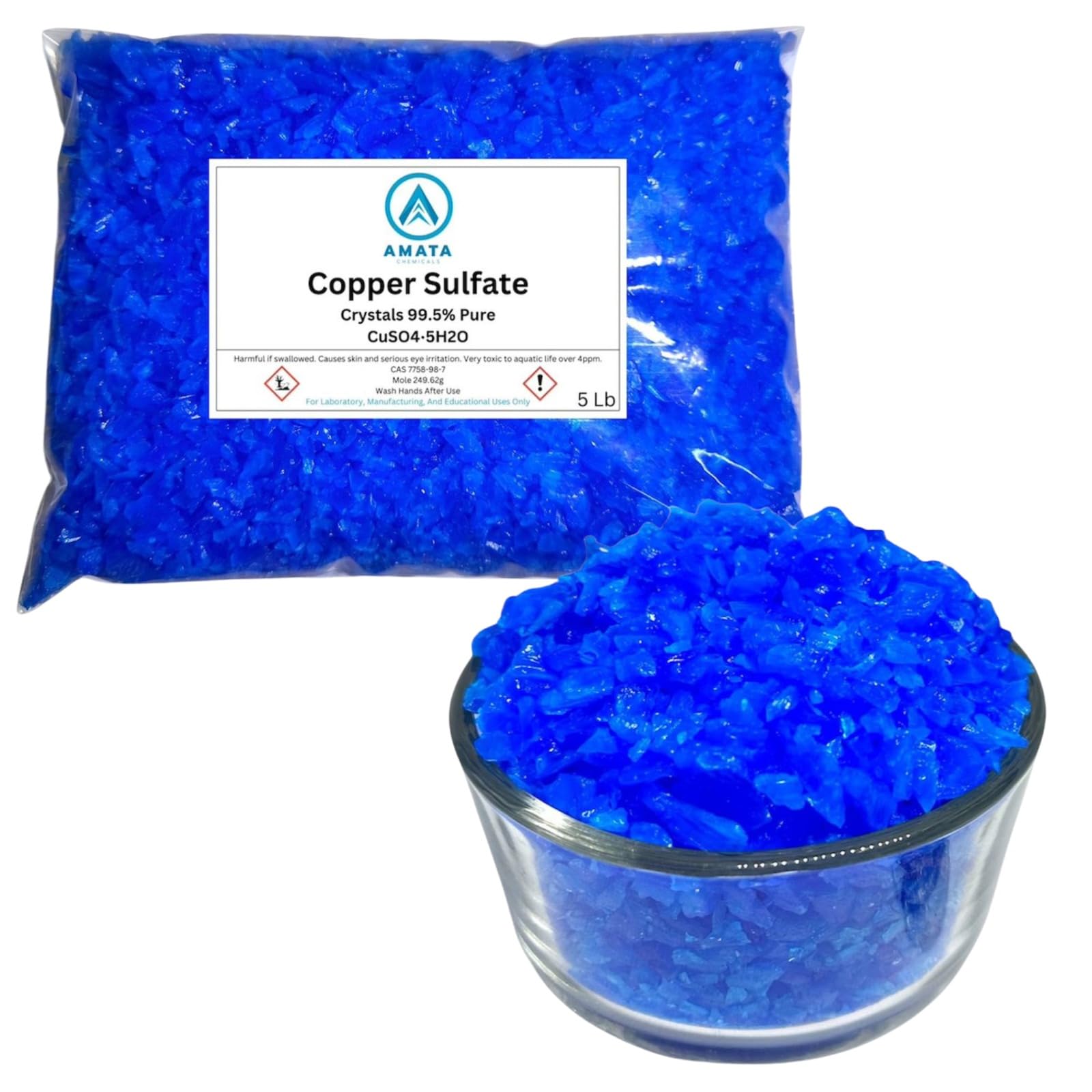 Copper Sulfate Crystals 99.5% Pure, 5lb Bag