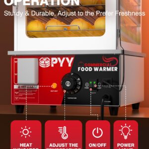 PYY Bun Steamer Electric Food Display - Upgrade Automatic Temperature Control 5 Layers Display Stainless Steel Commercial Bun Steamer For Kiosk, 1200W/110V