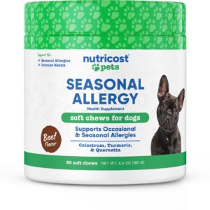 Nutricost Pets Seasonal Allergy Supplement Soft Chews for Dogs (Beef Flavored) 60 Soft Chews - Supports Occasional & Seasonal Allergies Health