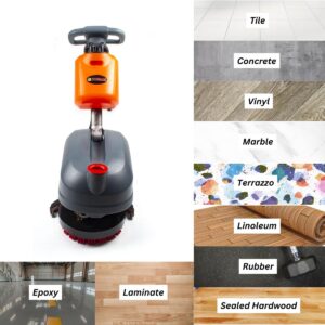 14" Commercial Compact Floor Scrubber Dryer Machine, 14500 sqft/h, 4-Gal Sewage Tank, 3.5 Hour Fast Charging Efficient Cleaning for Hard Floors