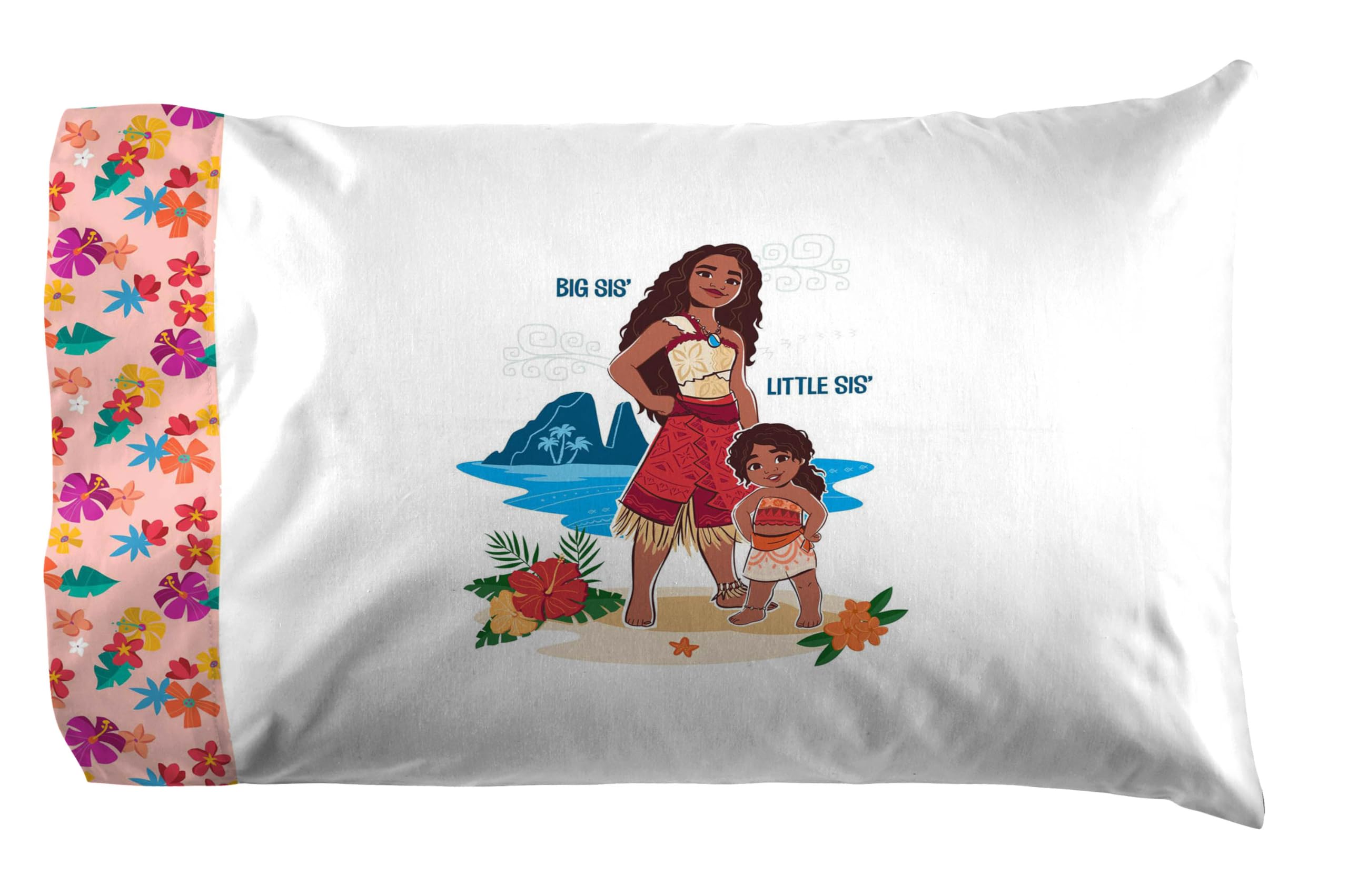 Jay Franco Disney Moana Twin Size Sheet Set - Super Soft 3 Piece Bedding Set with Pua and Simea - Tropical Floral Microfiber Sheets Includes Reversible Pillow Cover