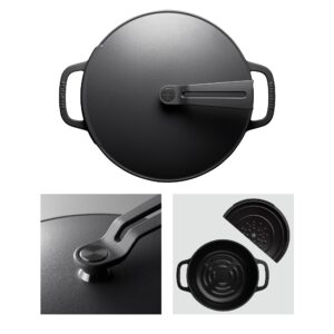 Vermicular Oven Pot 2.0 with Standing Handle | Lightweight Enameled Cast Iron Pot with Precision Seal | Dutch Oven | Non-Toxic | Induction-compatible | Made in Japan (Matte Black, 26cm (5.9 Qt))