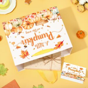 Thanksgiving Pumpkin Baby Shower Birthday Gift Bag for Baby Girls Boys A Little Pumpkin is On The Way Gift Bag with Wrapping Paper Card Fall Autumn Gift Bag for Baby Shower Party Supplies