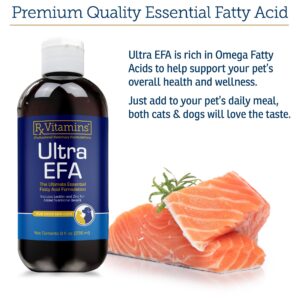 Rx Vitamins Ultra EFA Omega 3 Fish Oil for Dogs & Cats - Promotes Heart, Brain, and Joint Health with Vitamin E, Biotin, and Zinc - Liquid Fish Oil for Itch Relief, Dog Shedding, Coat Health - 8 oz