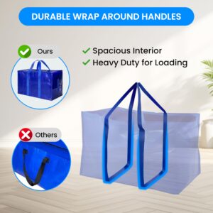 Simple Deluxe 10 Pack Moving Bags, Heavy Duty Storage Totes with Lids, Sturdy Handles& Zipper, Moving Boxes Alternative, Extra Large, for Clothes Packing, Moving Supplies, Blue