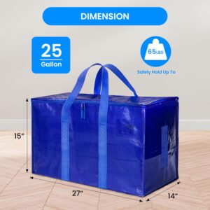 Simple Deluxe 10 Pack Moving Bags, Heavy Duty Storage Totes with Lids, Sturdy Handles& Zipper, Moving Boxes Alternative, Extra Large, for Clothes Packing, Moving Supplies, Blue