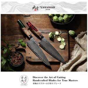 Tenkumun Japanese Gyutou Knife Pro. Handcrafted 8 inch Chef Knife Handmade Forged Knife Japan VG-10 Damascus Steel -Kokoro ser.