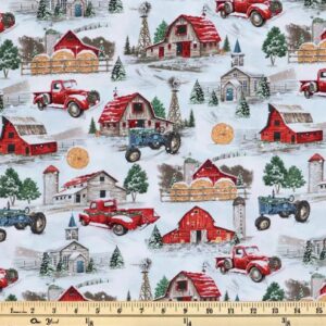 Christmas Tree Farm Cotton Fabric - Precut Fabric by The Yard - One Yard