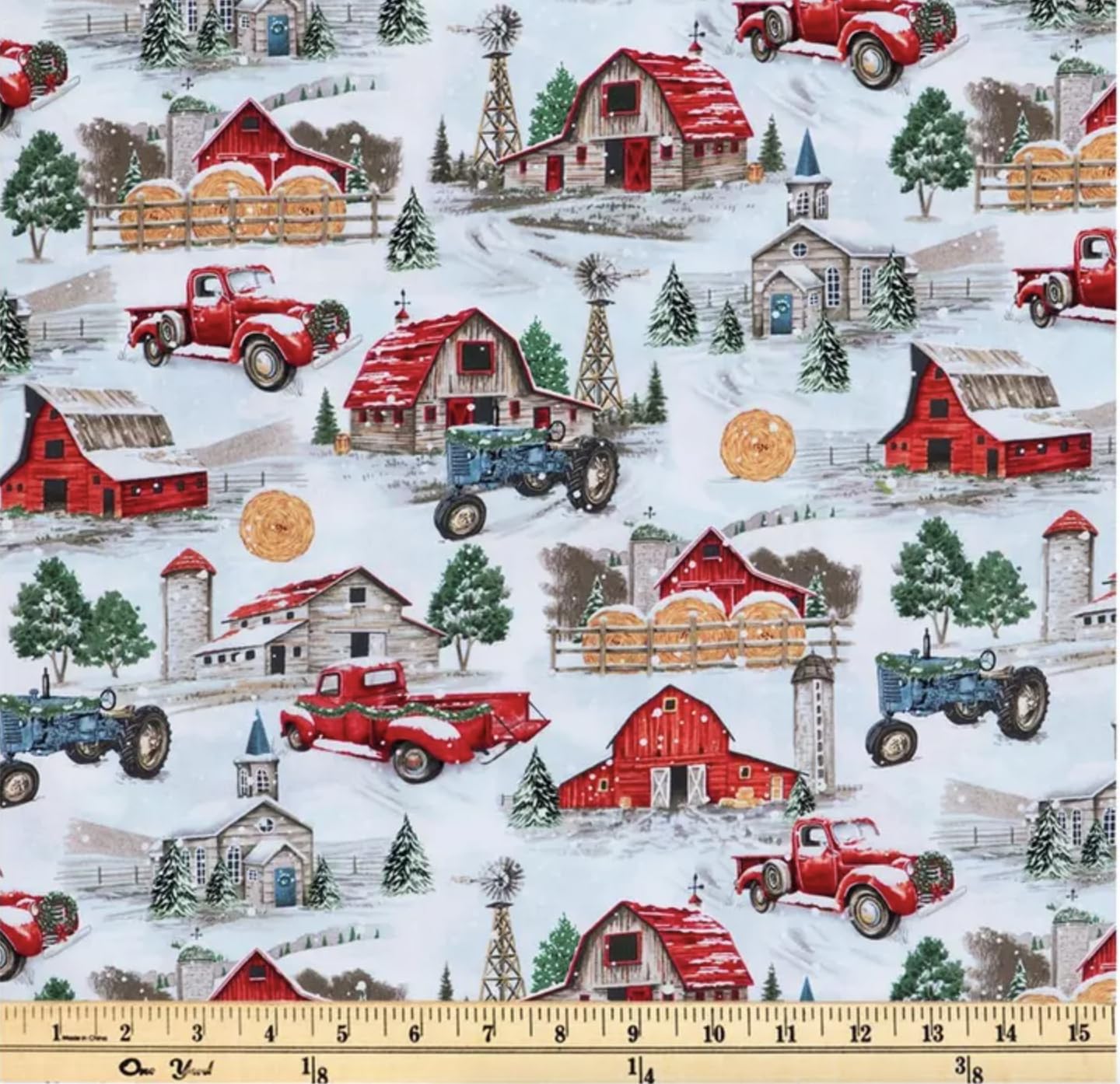 Christmas Tree Farm Cotton Fabric - Precut Fabric by The Yard - One Yard