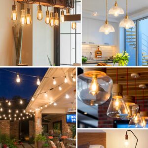 Brightown Vintage LED Edison Bulbs, 6W, Equivalent 60W, High Bright 2700K Warm White,750 Lumens, Non-Dimmable, E26 Medium Base ST58 Antique Filament Bulbs with 83+ CRI for Ceiling Fan Bathroom Porch