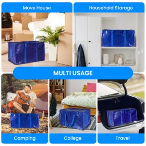 Simple Deluxe 10 Pack Moving Bags, Heavy Duty Storage Totes with Lids, Sturdy Handles& Zipper, Moving Boxes Alternative, Extra Large, for Clothes Packing, Moving Supplies, Blue