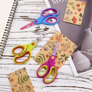 3pcs Blunt End Tip Scissors, Small Safety Children Scissors Colourful Craft Art Child Scissors Mini Toddler Scissors Kid Friendly Student Paper Edge Scissors Home School DIY Cutting Paper Supplies