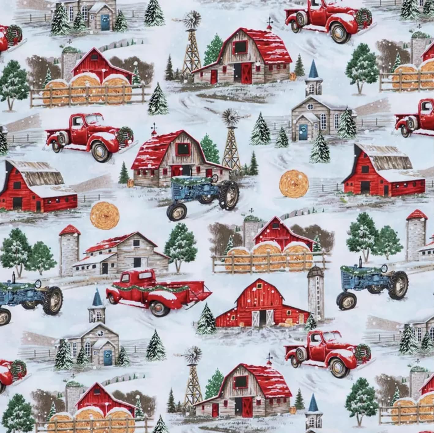 Christmas Tree Farm Cotton Fabric - Precut Fabric by The Yard - One Yard