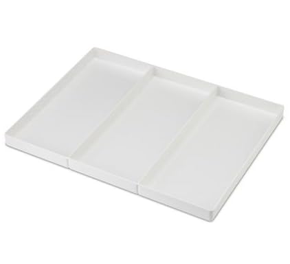 AmeriCan Goods 3/Pieces Dental 3/Section Large Drawer Organizer Tray, Dental Supply Cart Section Divided White Tray for Medical/Dental Supply