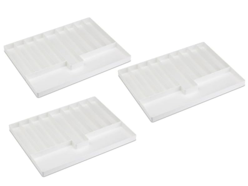 AmeriCan Goods 3/Pieces Dental 4/Section Large Drawer Organizer Tray, Dental Supply Cart Section Divided White Tray for Medical/Dental Supply