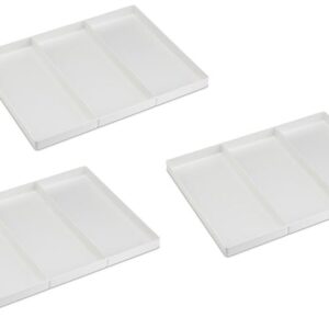 AmeriCan Goods 3/Pieces Dental 3/Section Large Drawer Organizer Tray, Dental Supply Cart Section Divided White Tray for Medical/Dental Supply