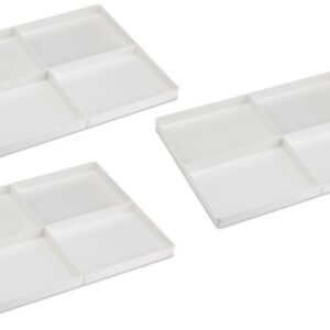 AmeriCan Goods 3/Pieces Dental 4/Section Large Drawer Organizer Tray, Dental Supply Cart Section Divided White Tray for Medical/Dental Supply