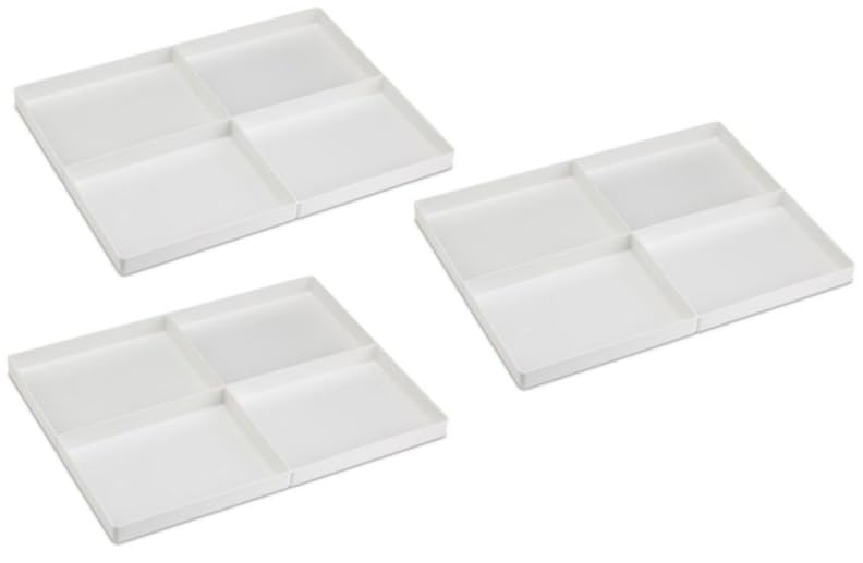 AmeriCan Goods 3/Pieces Dental 4/Section Large Drawer Organizer Tray, Dental Supply Cart Section Divided White Tray for Medical/Dental Supply