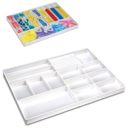 AmeriCan Goods 3/Pieces Dental 13/Section Large Drawer Organizer Tray, Dental Supply Cart Section Divided White Tray for Medical/Dental Supply