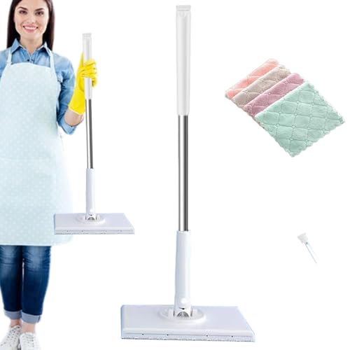 Flat Floor Mop Cleaning Mop - Hands-frree Face Wash Towel Mop | Easy Mops for Floor Cleaning | Floor Mopping with Replacement Pads | Handless Washing Easy Mop, Dry Wet Mop for Hardwood Laminate Wood