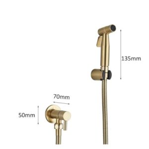 ifgswopq Brushed Gold Flush Kit Handheld Bidet Sprayer Stainless Steel Toilet Bidet Faucet Valve Spray Kit Hygienic Shower (Color : Gold) (Black Full Set)