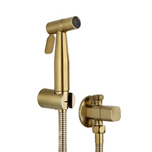 ifgswopq Hand Held Toilet Bidet Sprayer Brushed Gold Stainless Steel Douche Kit Faucet Washer Cleaning(Color:D) (D)