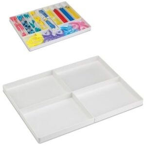 AmeriCan Goods 3/Pieces Dental 4/Section Large Drawer Organizer Tray, Dental Supply Cart Section Divided White Tray for Medical/Dental Supply