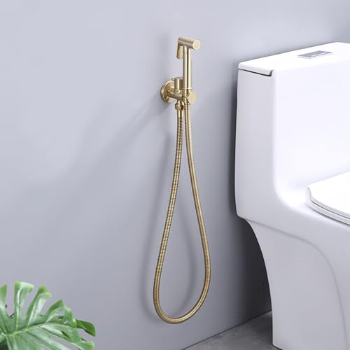 ifgswopq Handheld Bidet Sprayer for Toilet Bidet Sprayer Wall Mount Bidet Shower Head Bidet Sprayer for Toilet All Copper,Brushed Gold (Brushed Gold)