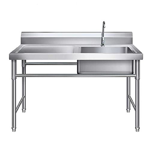 Floor-Standing Commercial Stainless Steel Sink Portable Kitchen Sink Outdoor Camping with Stand Stainless Utility Sink Suitable for Restaurants Kitchens and Families (1005080cm)