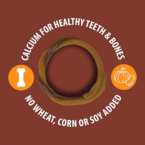 N-Bone Puppy Teething Rings Dental Chews for Dogs Pumpkin Flavor Harvest Version, 6 Counts, 7.2-oz Bag