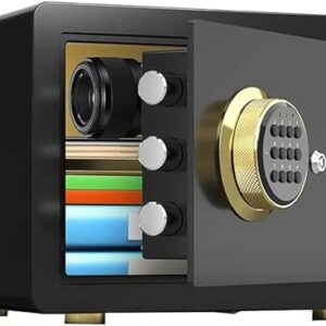 Digital Safe Box Safety Electronic Security Steel Money Cash Home Office Safes with Installing Bolts Wall Floor Mounted (Color : Gold)