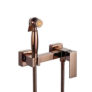 ifgswopq handheld bidet sprayer for toilet, rose gold cloth diaper sprayer kit wall mounted brass bidet sprayer set single handle toilet bidet sprayer kit with hot and cold water (style a)