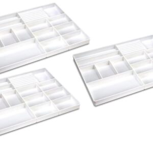 AmeriCan Goods 3/Pieces Dental 13/Section Large Drawer Organizer Tray, Dental Supply Cart Section Divided White Tray for Medical/Dental Supply