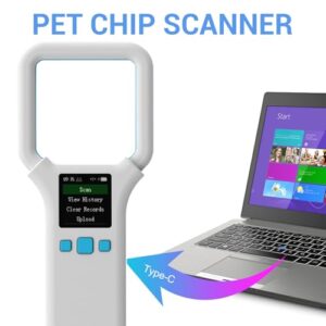 Animal Chip Scanner, 134.2Khz 125khz Dual Frequency Pet Chip Reader for Dogs Cats, Portable USB Design, Compact and Lightweight Microchips Scanner with OLED Display Screen