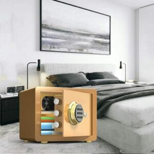 Digital Safe Box Safety Electronic Security Steel Money Cash Home Office Safes with Installing Bolts Wall Floor Mounted (Color : Gold)