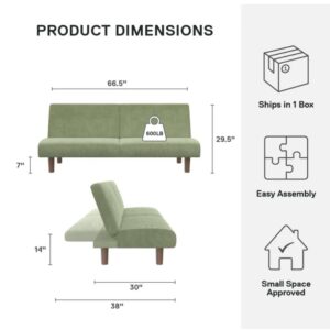 Huyaster 66.5" Armless Futon Sofa Bed，Corduroy (Sage Green)