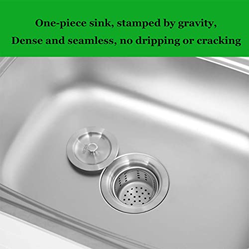 304 Stainless Steel Wash Sink freestanding Stainless Steel Solid Wood Washing Cabinet Large Simple Commercial with Faucet Stainless Sink (53x39x78 cm) Suitable for Kitchen Laundry