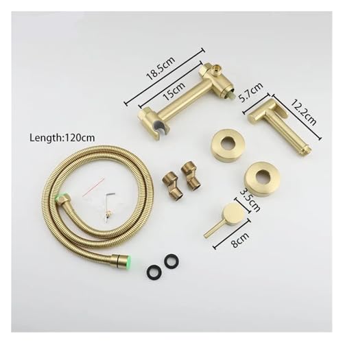 ifgswopq Brass Bidet Faucet Gold Toilet Faucet Handheld Toilet Bidet Sprayer Hygienic Shower Hot and Cold Mixer Shower Head (Color : A5090GN) (A5090B)